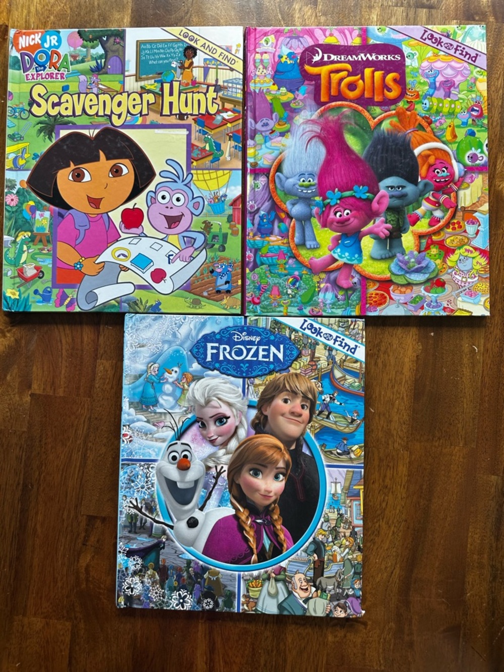 Kids Look & Find Books Bundle – Disney Frozen, Trolls, Dora